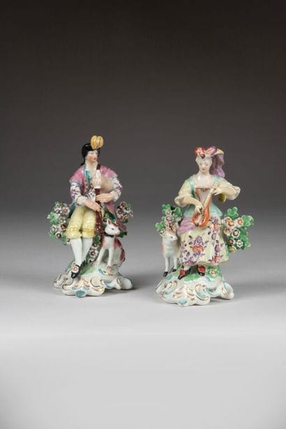 ENGLAND.
Two porcelain pendant groups depicting...