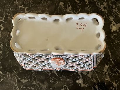 Émile GALLÉ, Nancy.
Openwork basket in earthenware...