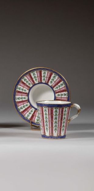 SÈVRES. 
Sunken porcelain goblet and saucer...