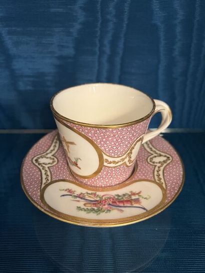 SÈVRES. 
Sunken porcelain goblet and saucer...