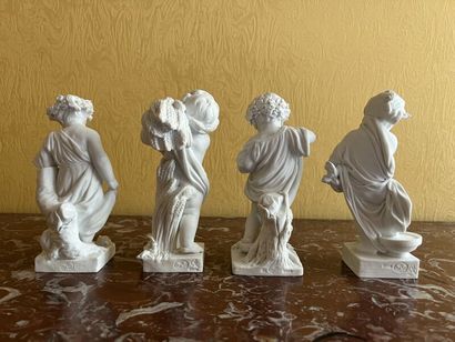 SÈVRES.
Suite of four porcelain bisque statuettes...