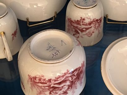 VINCENNES. 
Porcelain coffee set with cherubs...