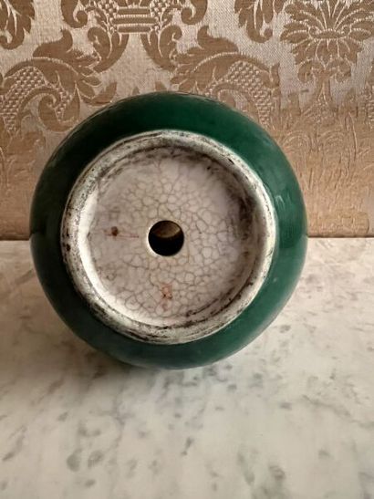 CHINA.
Porcelain bottle vase with green monochrome...
