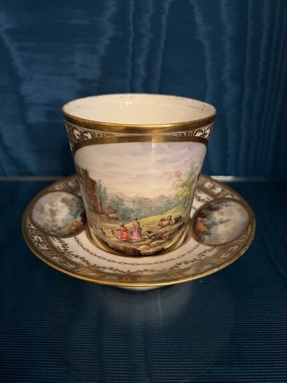 ORLÉANS. 
Porcelain trembleuse cup and saucer...
