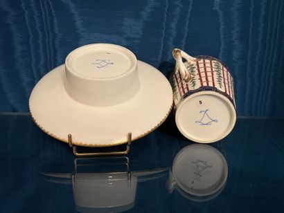 SÈVRES. 
Sunken porcelain goblet and saucer...