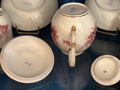 VINCENNES. 
Porcelain coffee set with cherubs...