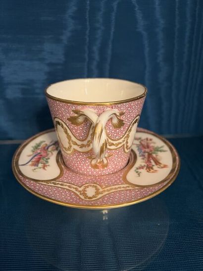 SÈVRES. 
Sunken porcelain goblet and saucer...