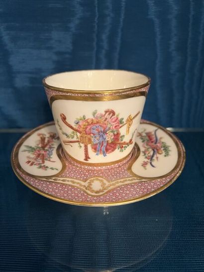 SÈVRES. 
Sunken porcelain goblet and saucer...