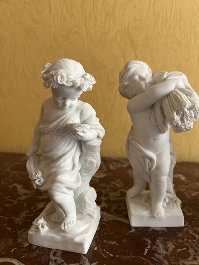 SÈVRES.
Suite of four porcelain bisque statuettes...