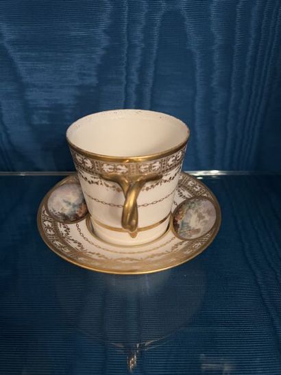ORLÉANS. 
Porcelain trembleuse cup and saucer...