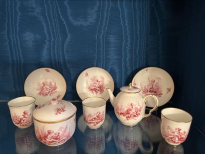 VINCENNES. 
Porcelain coffee set with cherubs...