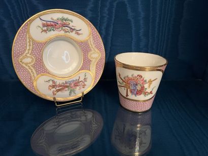 SÈVRES. 
Sunken porcelain goblet and saucer...