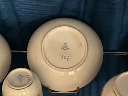 VINCENNES. 
Porcelain coffee set with cherubs...