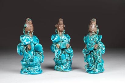 CHINA.
Suite of three partially turquoise-glazed...