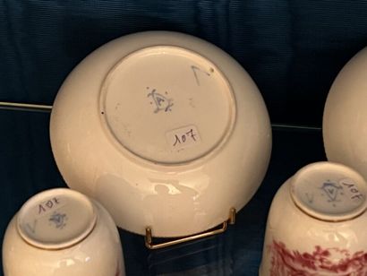 VINCENNES. 
Porcelain coffee set with cherubs...