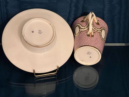 SÈVRES. 
Sunken porcelain goblet and saucer...