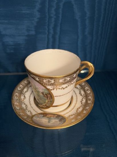 ORLÉANS. 
Porcelain trembleuse cup and saucer...