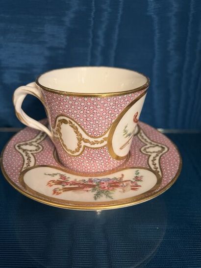 SÈVRES. 
Sunken porcelain goblet and saucer...