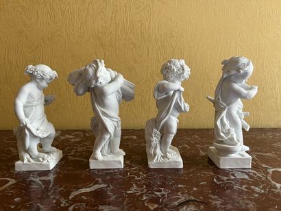 SÈVRES.
Suite of four porcelain bisque statuettes...