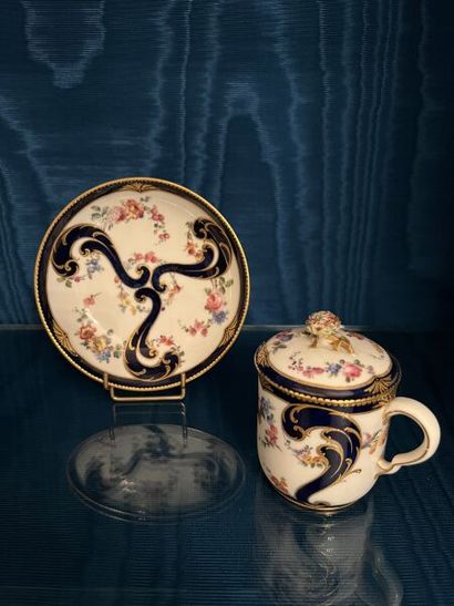 SÈVRES.
Porcelain covered mug and saucer...