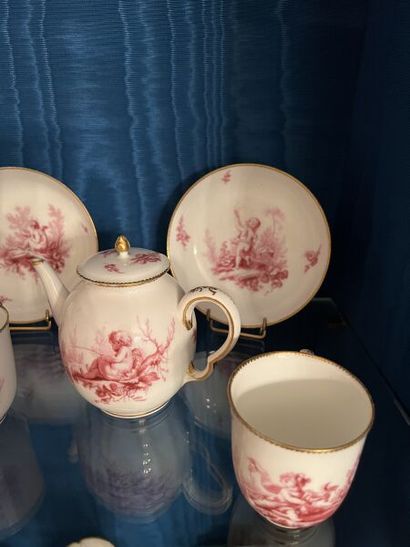 VINCENNES. 
Porcelain coffee set with cherubs...