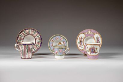 SÈVRES. 
Sunken porcelain goblet and saucer...