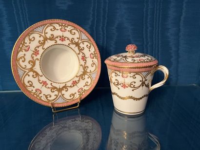 SÈVRES.
Sunken porcelain goblet and saucer...