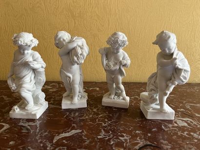 SÈVRES.
Suite of four porcelain bisque statuettes...