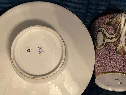 SÈVRES. 
Sunken porcelain goblet and saucer...