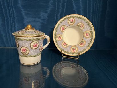 SÈVRES.
Sunken porcelain goblet and saucer...