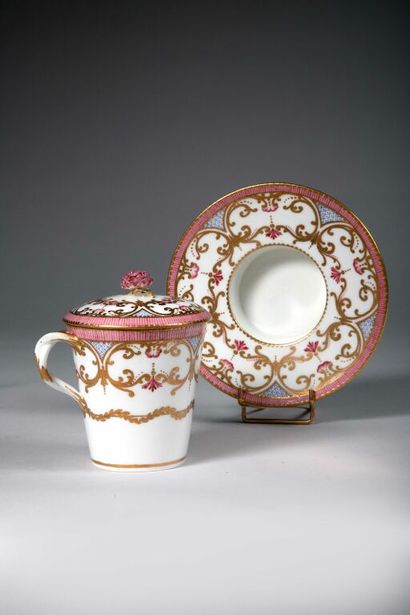 SÈVRES.
Sunken porcelain goblet and saucer...