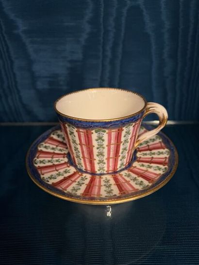 SÈVRES. 
Sunken porcelain goblet and saucer...