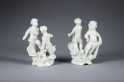 ORLÉANS. 
Two white enameled soft-paste porcelain...