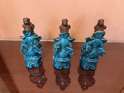 CHINA.
Suite of three partially turquoise-glazed...