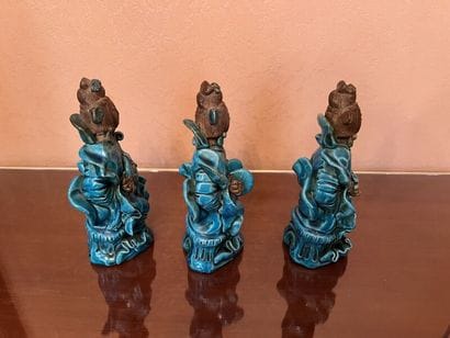 CHINA.
Suite of three partially turquoise-glazed...