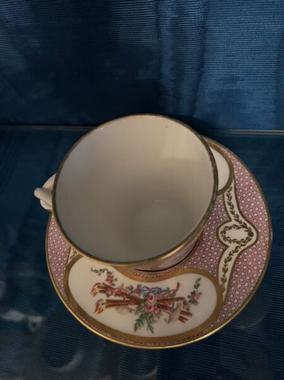 SÈVRES. 
Sunken porcelain goblet and saucer...