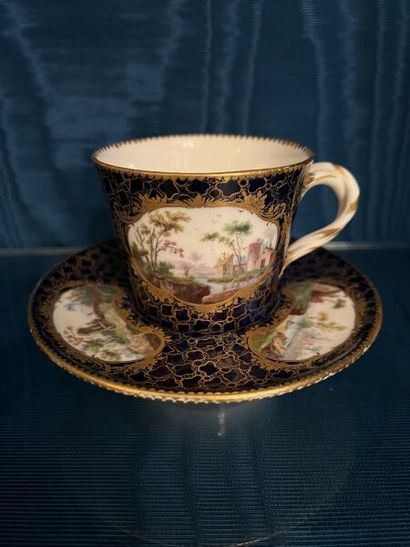 SÈVRES.
Sunken porcelain goblet and saucer...