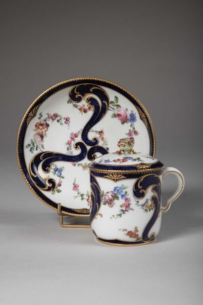 SÈVRES.
Porcelain covered mug and saucer...