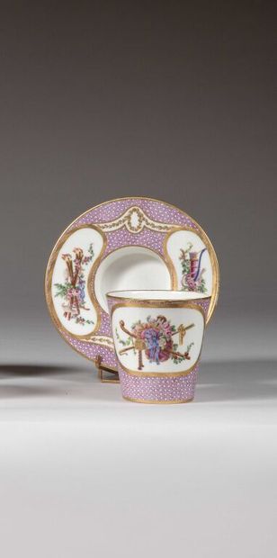SÈVRES. 
Sunken porcelain goblet and saucer...