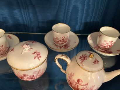 VINCENNES. 
Porcelain coffee set with cherubs...
