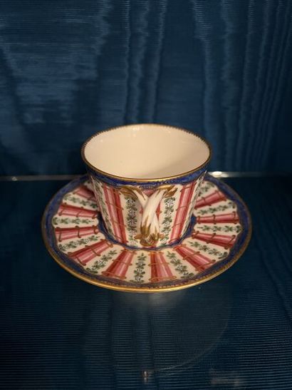 SÈVRES. 
Sunken porcelain goblet and saucer...