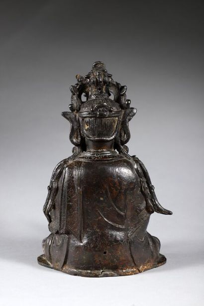 CHINE.
Bouddha en alliage de bronze anciennement...
