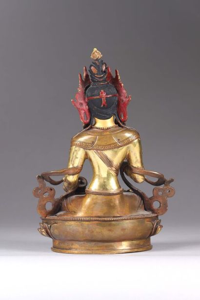 TIBET.
Statuette de Vajrasattva en bronze...
