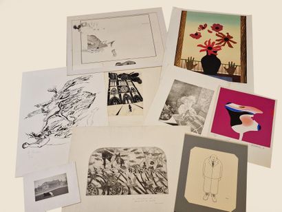 Ensemble de 46 dessins de divers formats,...