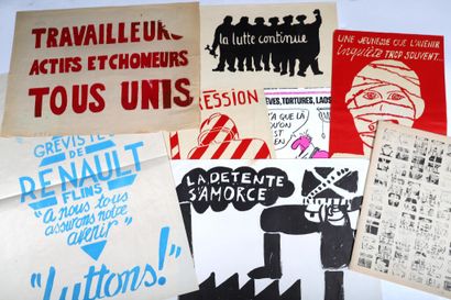 Affiches politiques.
- Soutenez les grévistes...