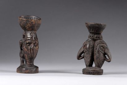 Mortier à betel. Base gravée de motifs géométriques....
