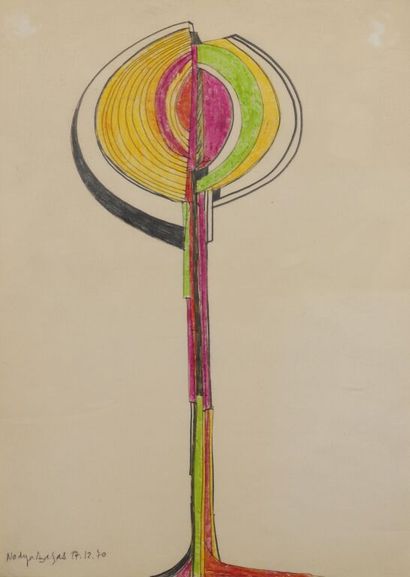 Nadya BAZAS (XXe siècle).
- Arbre-sphère.
Crayons...