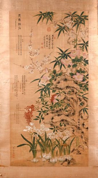 CHINE, d'après Zhou Yigui (c. 1687-1772).
Branchages...