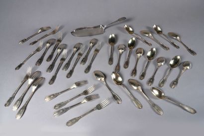 Partie de ménagère en vermeil (950/1000e),...