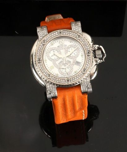 * AQUANAUTIC.
Chronographe-bracelet en acier,...